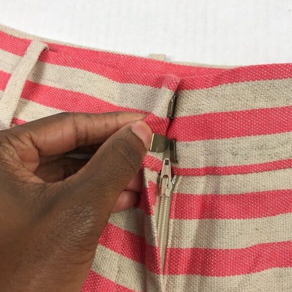 LOFT Womens 0 Striped Chino Shorts Linen Blend Casual Summer Preppy Beach Chic - Picture 3 of 10